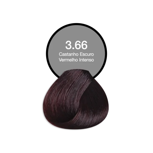 Coloração Permanente Profissional 3.66 Castanho Escuro Vermelho Intenso Acquaflora