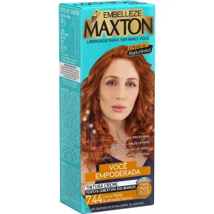 Tinta de Cabelo Maxton Forte e Empoderada Louro Médio Acobreado Intenso 7.44 KIT_E