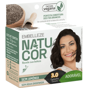 Tinta de Cabelo Natucor Naturalmente Adorável Castanho Escuro 3.0 KIT_E