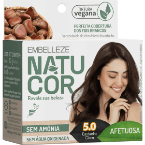 Tinta de Cabelo Natucor Naturalmente Afetuosa Castanha Castanho Claro 5.0 KIT_E