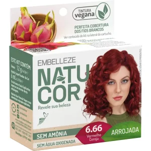 Tinta de Cabelo Natucor Naturalmente Arrojada Vermelho Cereja 6.66 KIT_E