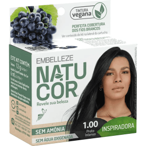 Tinta de Cabelo Natucor Naturalmente Inspiradora Uva Preta Preto Intenso 1.00 KIT_E