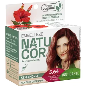 Tinta de Cabelo Natucor Naturalmente Instigante Hibisco Castanho Claro Vermelho Acobreado 5.64 KIT_E