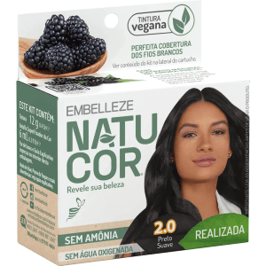 Tinta de Cabelo Natucor Naturalmente Realizada Amora-Preta Preto Suave 2.0 KIT_E