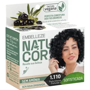 Tinta de Cabelo Natucor Naturalmente Sofisticada Azeite de Oliva Negra Preto Intenso Profundo 1.110 KIT_E