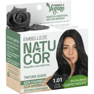 Tinta de Cabelo Natucor Naturalmente Surpreendente Preto Carvão 1.01 KIT_E