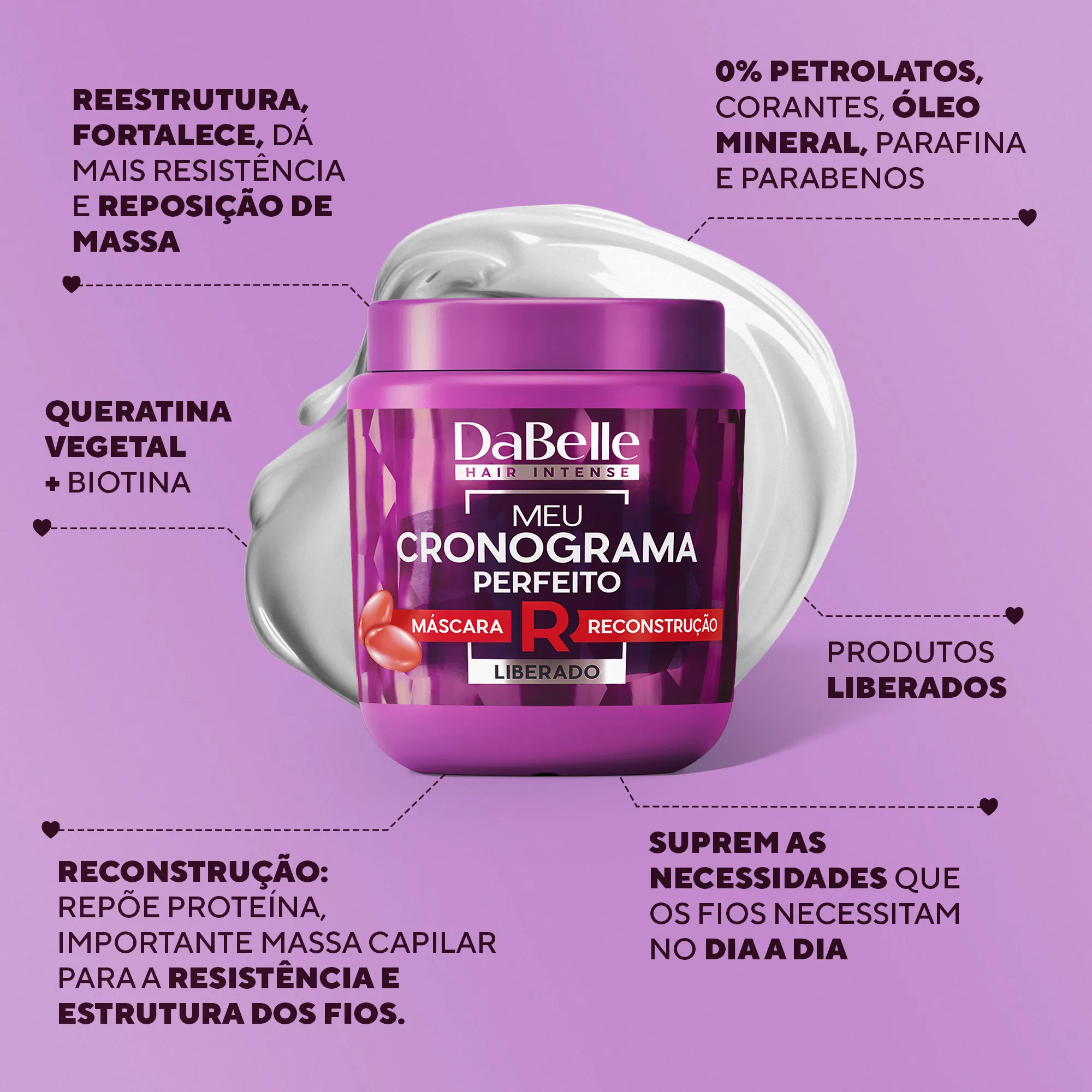 DaBelle Máscara Reconstrução - Meu Cronograma Perfeito 400g - Imagem 2