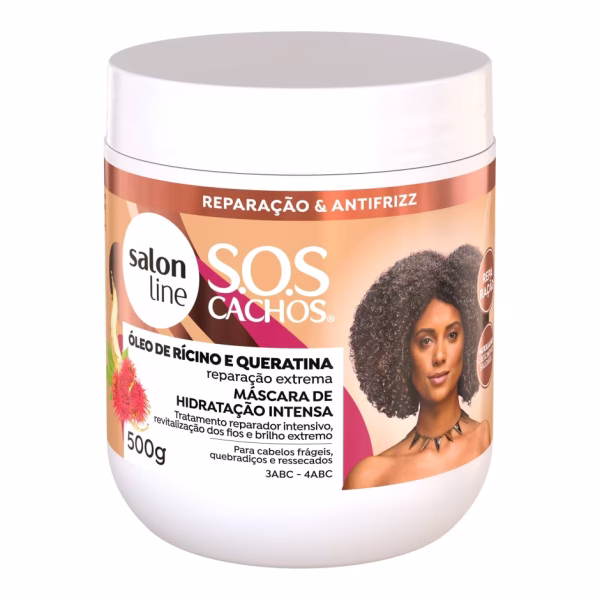 Salon Line Máscara de hidratação SOS Cachos Rícino e Queratina 500g