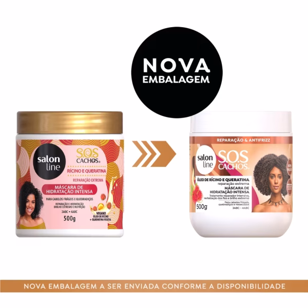 Salon Line Máscara de hidratação SOS Cachos Rícino e Queratina 500g - Imagem 2